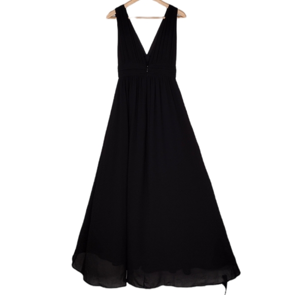 Black Bridesmaid Maxi Dress Formal Evening Gown - Picture 2 of 14
